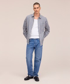 Heren overhemd lange mouw blauw