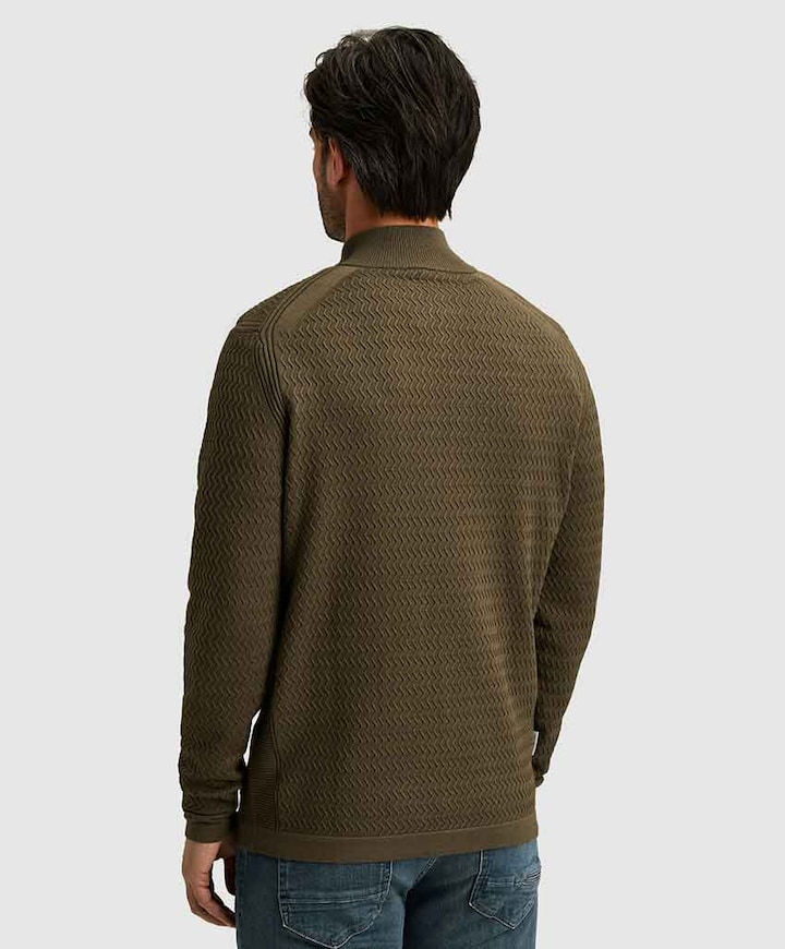 Heren trui met rits groen