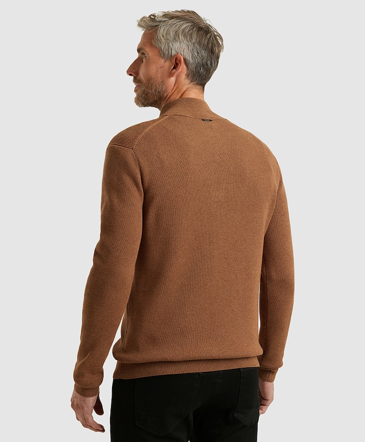 Heren trui met rits bruin