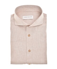 Heren overhemd lange mouw beige