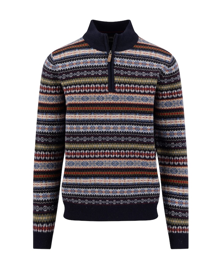 Heren trui met rits blauw