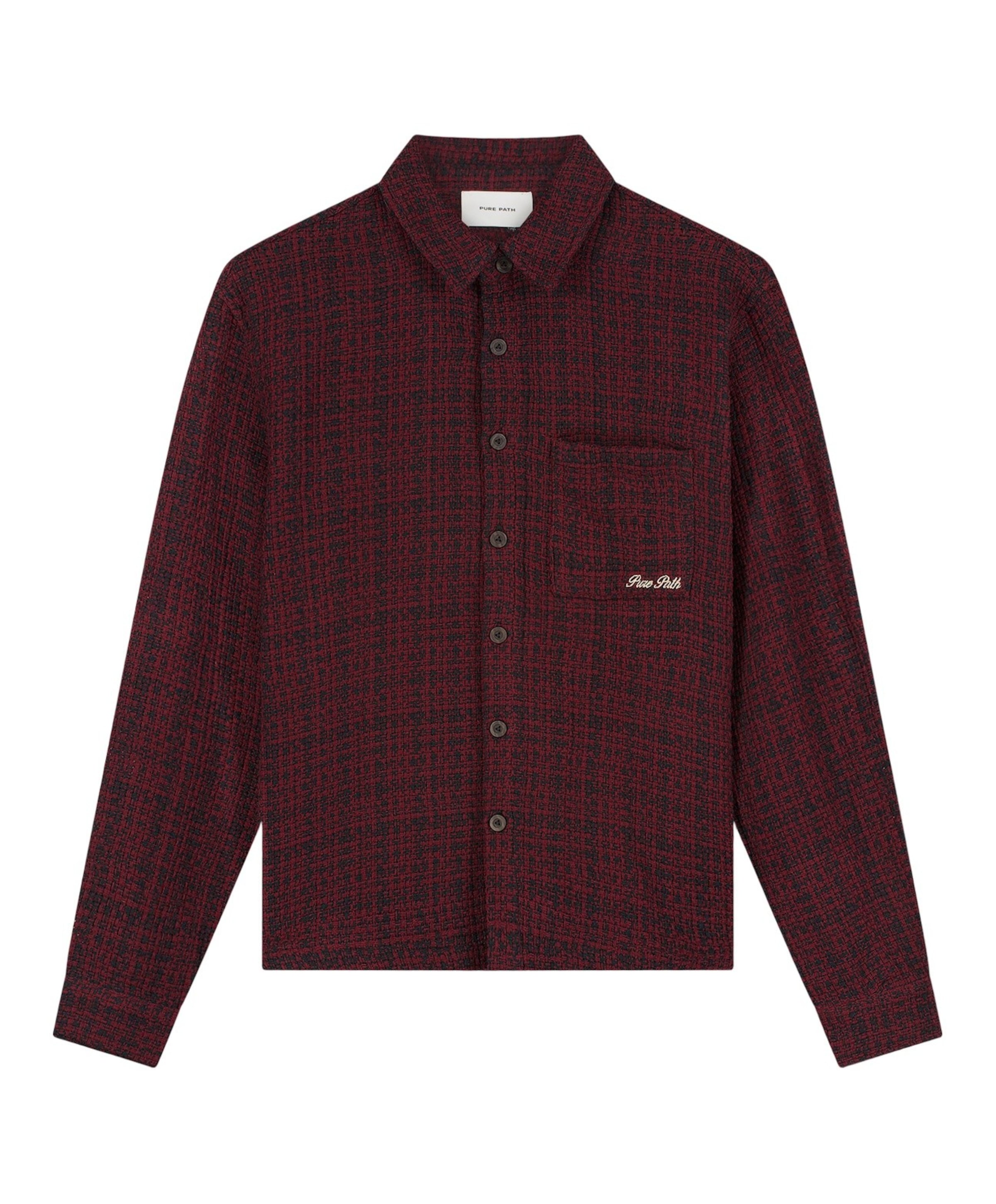 Heren overhemd lange mouw bordeaux
