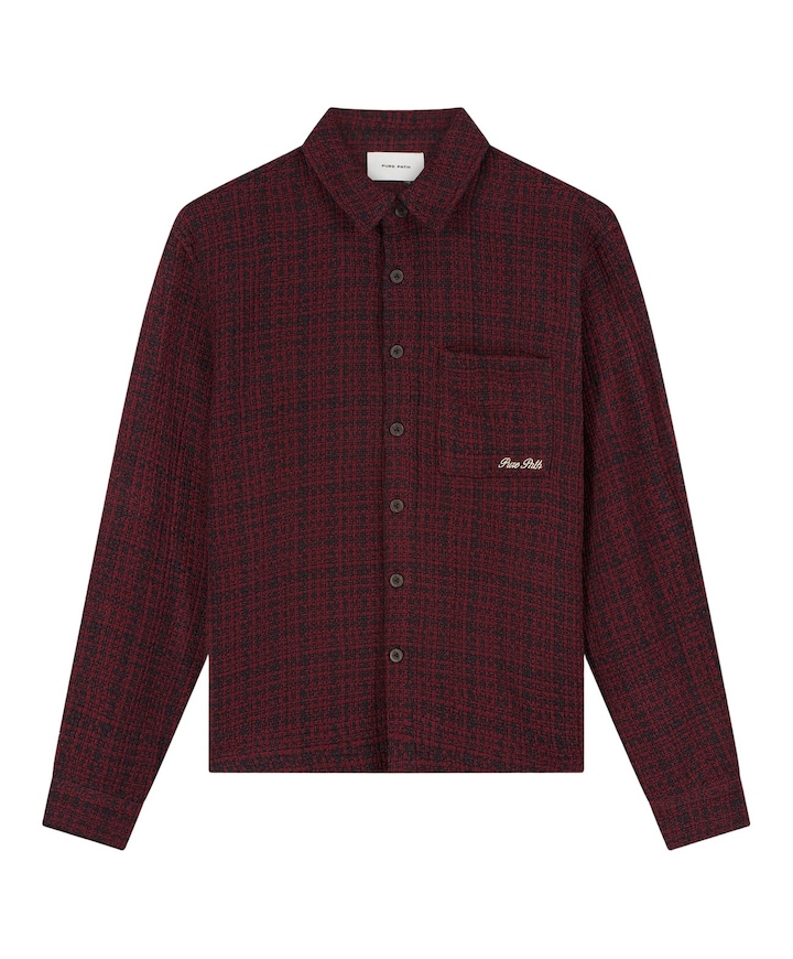 Heren overhemd lange mouw bordeaux