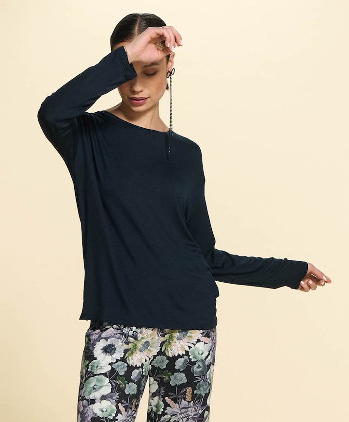 Dames pyjamatop blauw