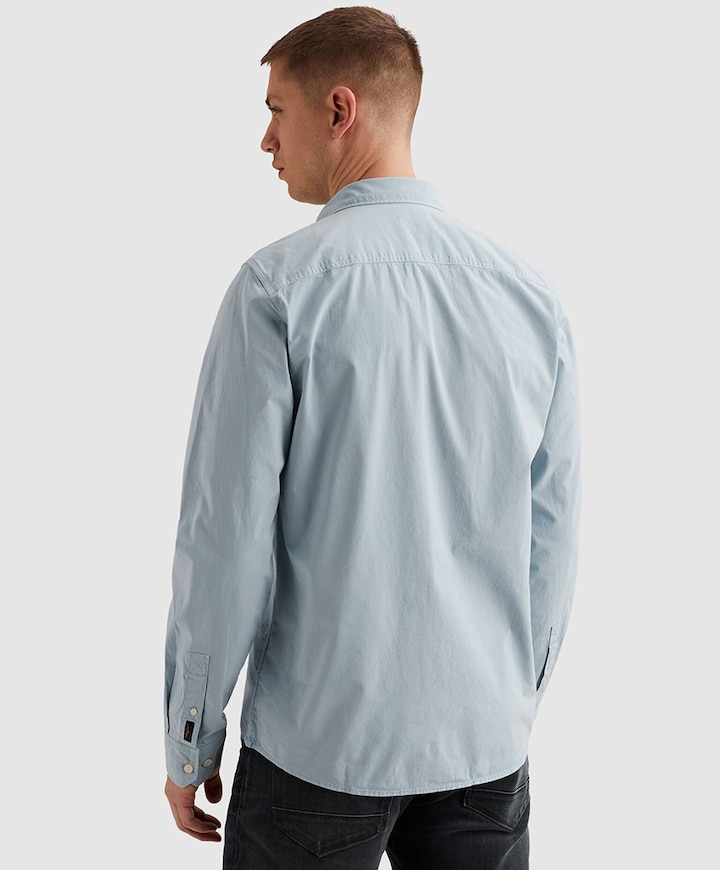 Heren overhemd lange mouw blauw