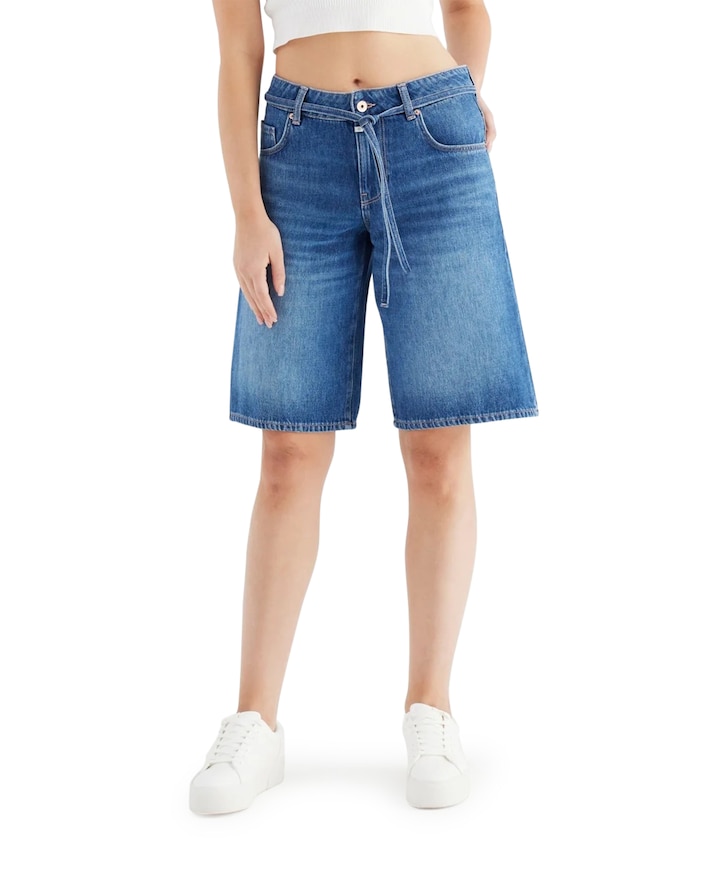 wide straight dames jorts blauw