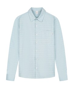 Heren overhemd lange mouw blauw