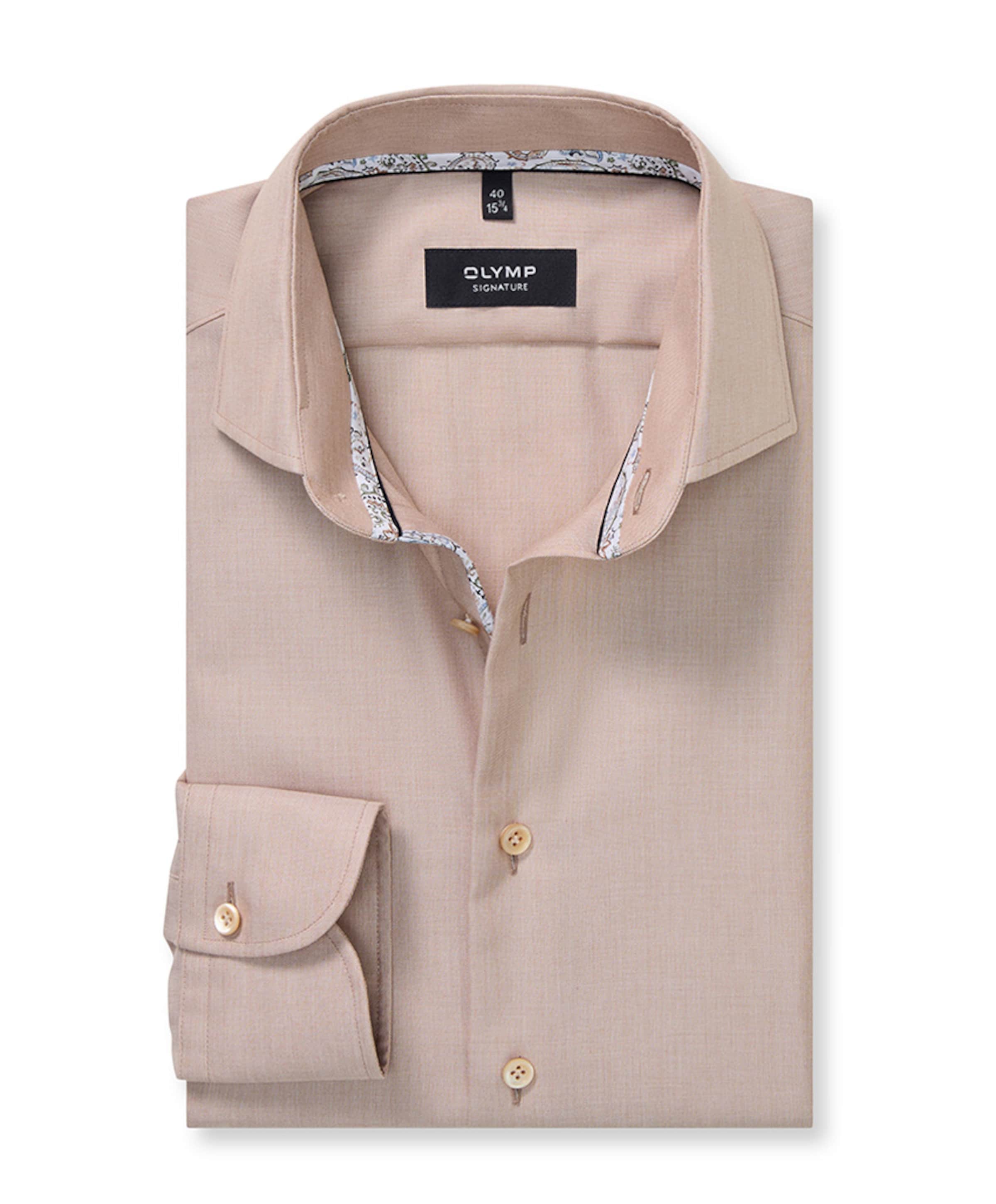 Heren overhemd lange mouw beige