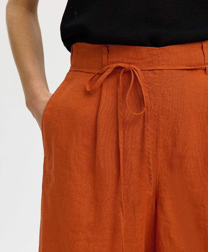 SLFLINNA HW LINEN dames korte broek brique