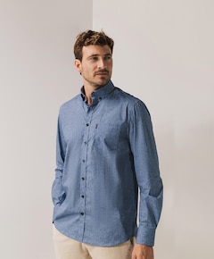 Heren overhemd lange mouw blauw