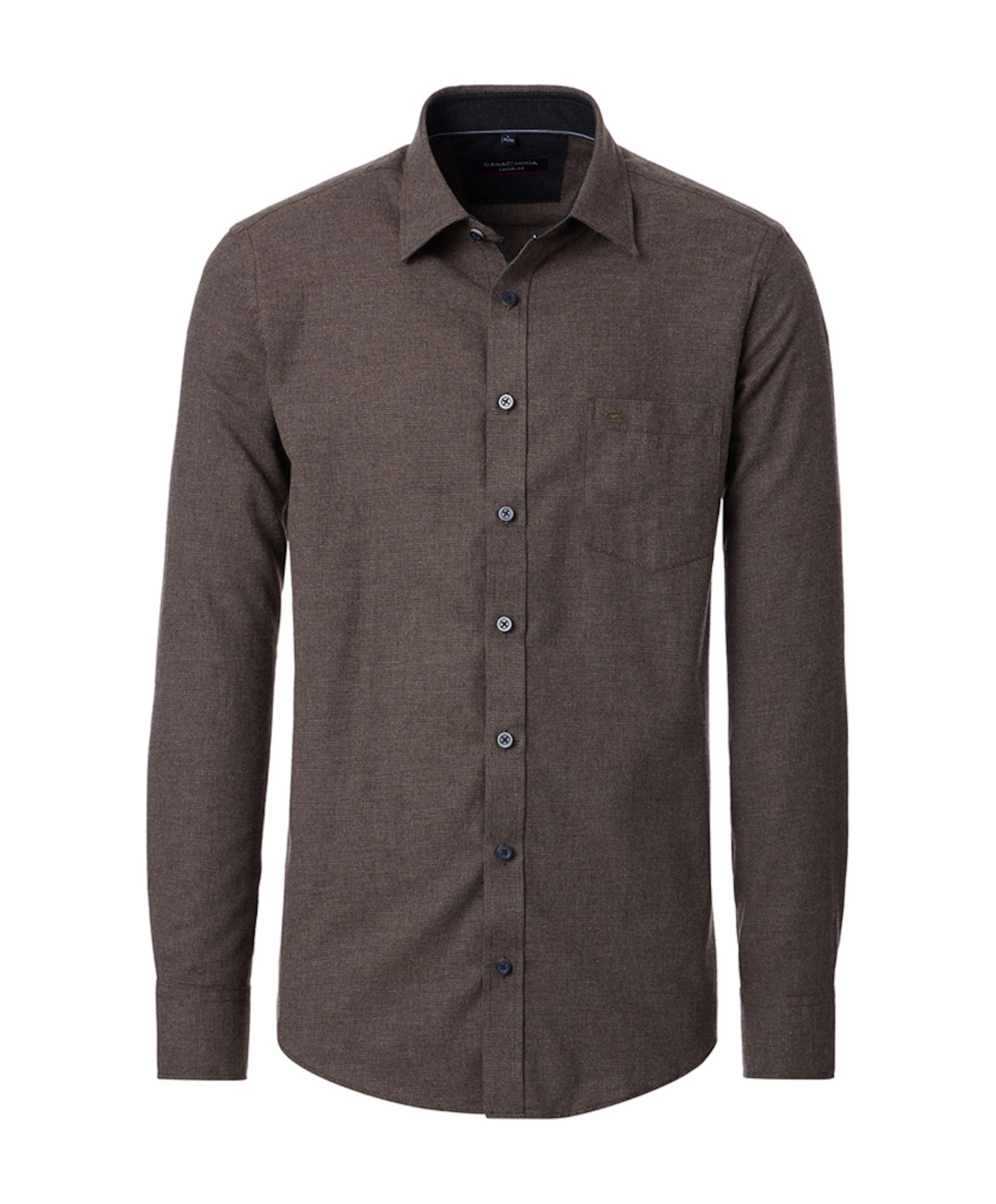 Heren overhemd lange mouw bruin