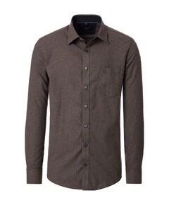 Heren overhemd lange mouw bruin