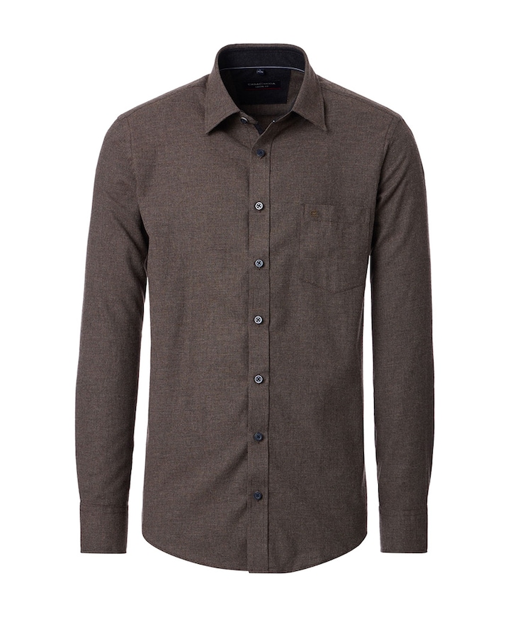 Heren overhemd lange mouw bruin