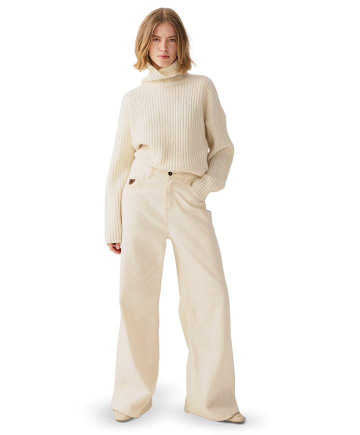 Skater Flare 8087 Ecru Wool dames jeans ecru
