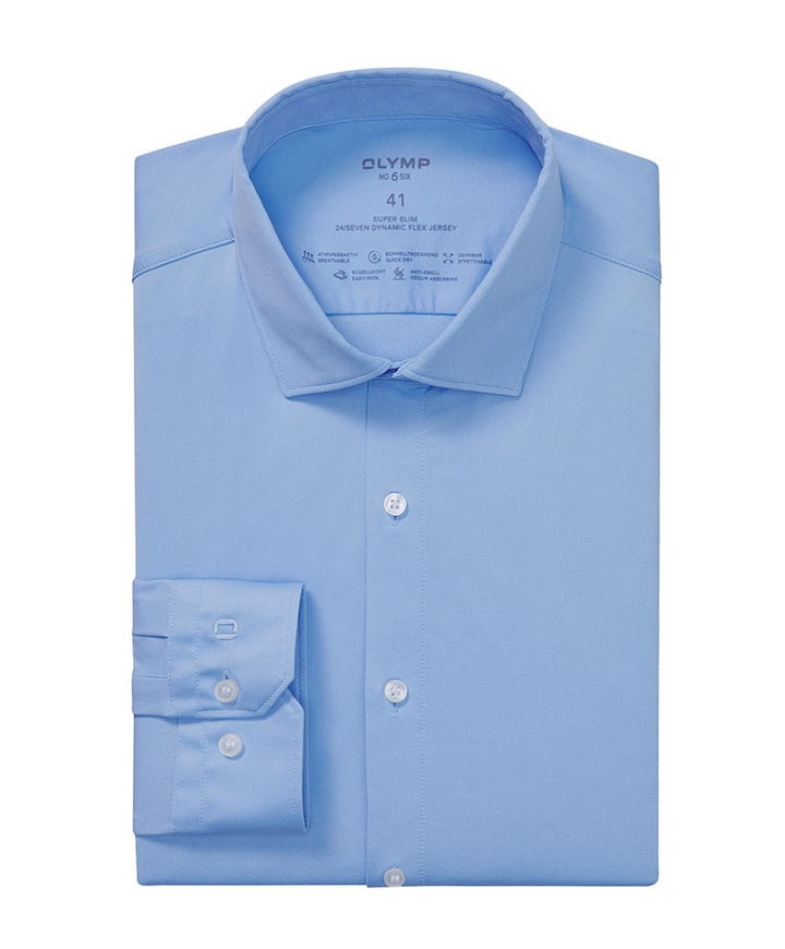 Heren overhemd lange mouw blauw