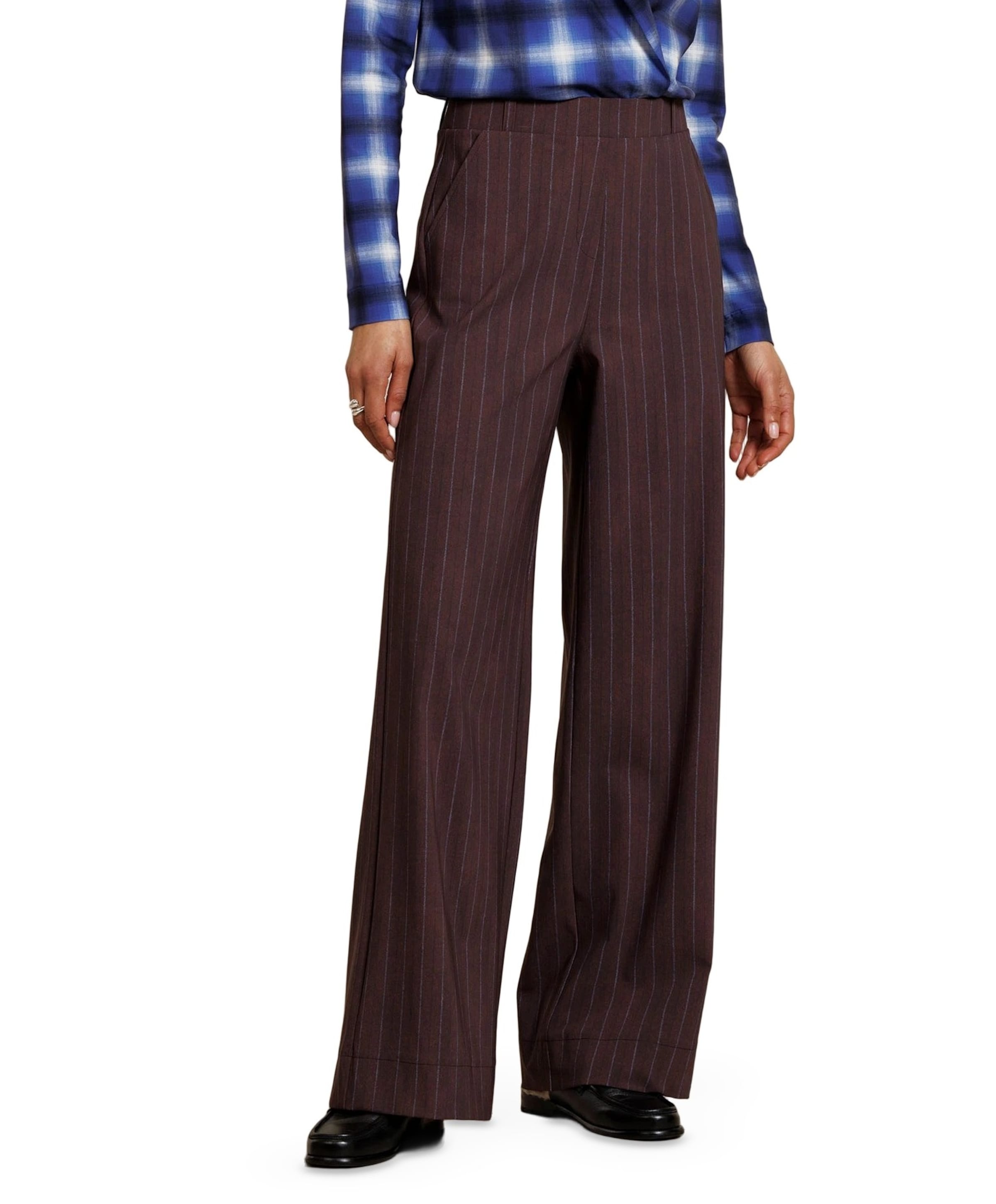 Marlise stripe dames broek bruin