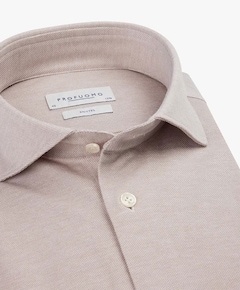 Heren overhemd lange mouw beige