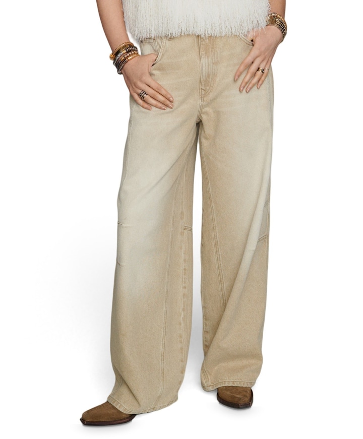 Barrel fit Retro cotton dames broek beige