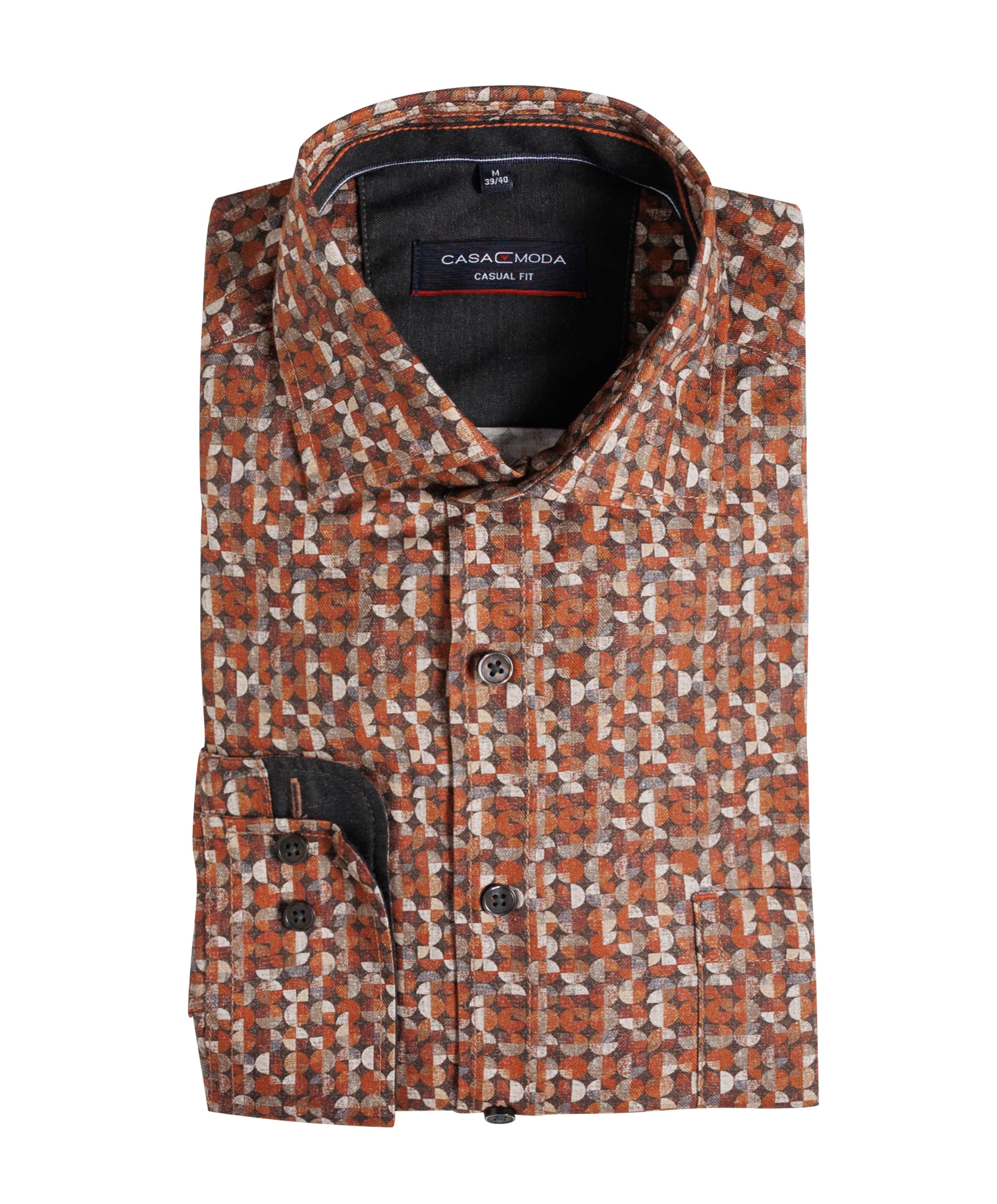 Heren overhemd lange mouw oranje
