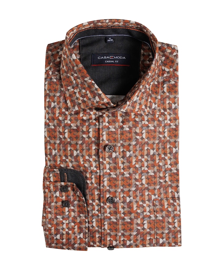 Heren overhemd lange mouw oranje