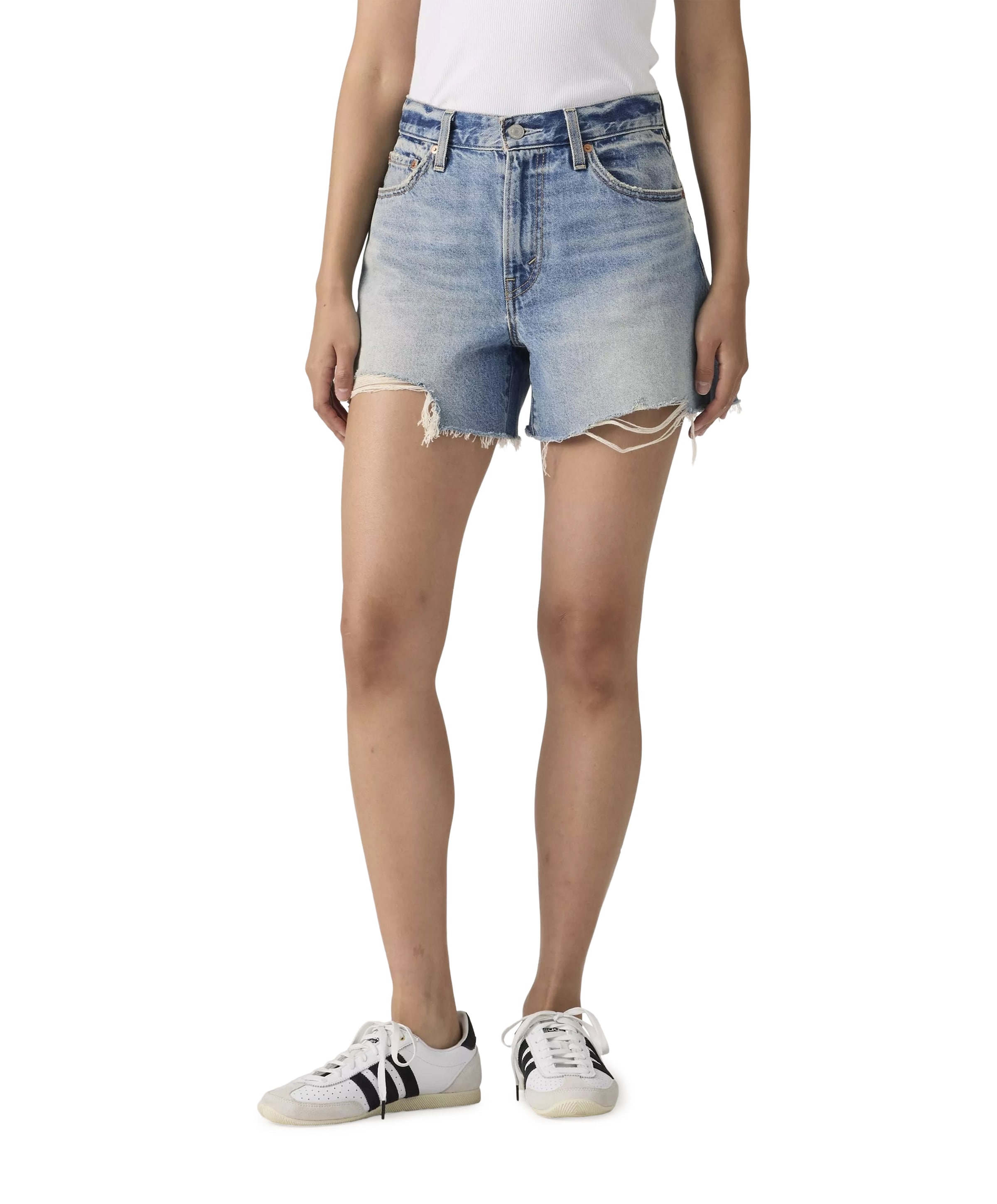 Ribcage zip dames korte broek blauw