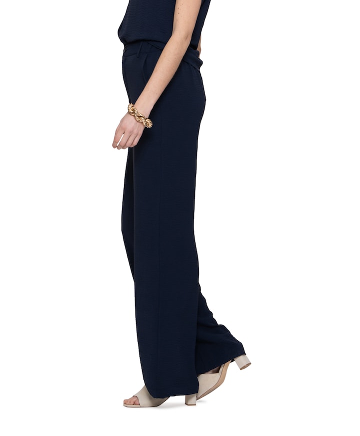 Crinckle dames broek blauw