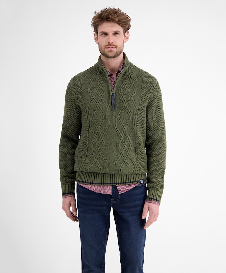 Heren trui met rits groen