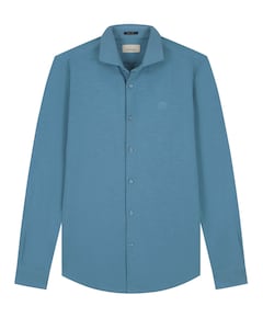 Heren overhemd lange mouw blauw