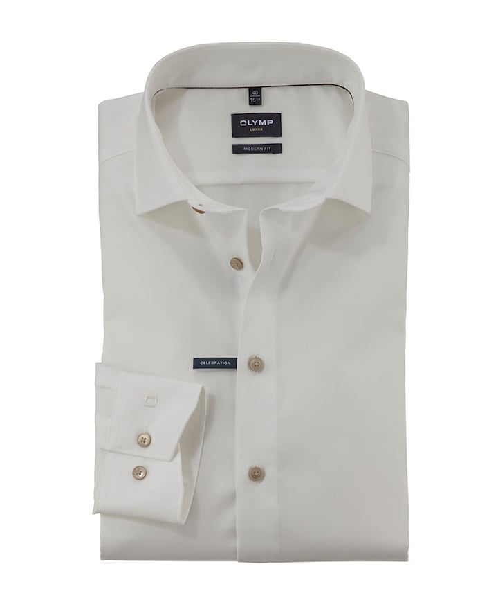 Heren overhemd lange mouw ecru