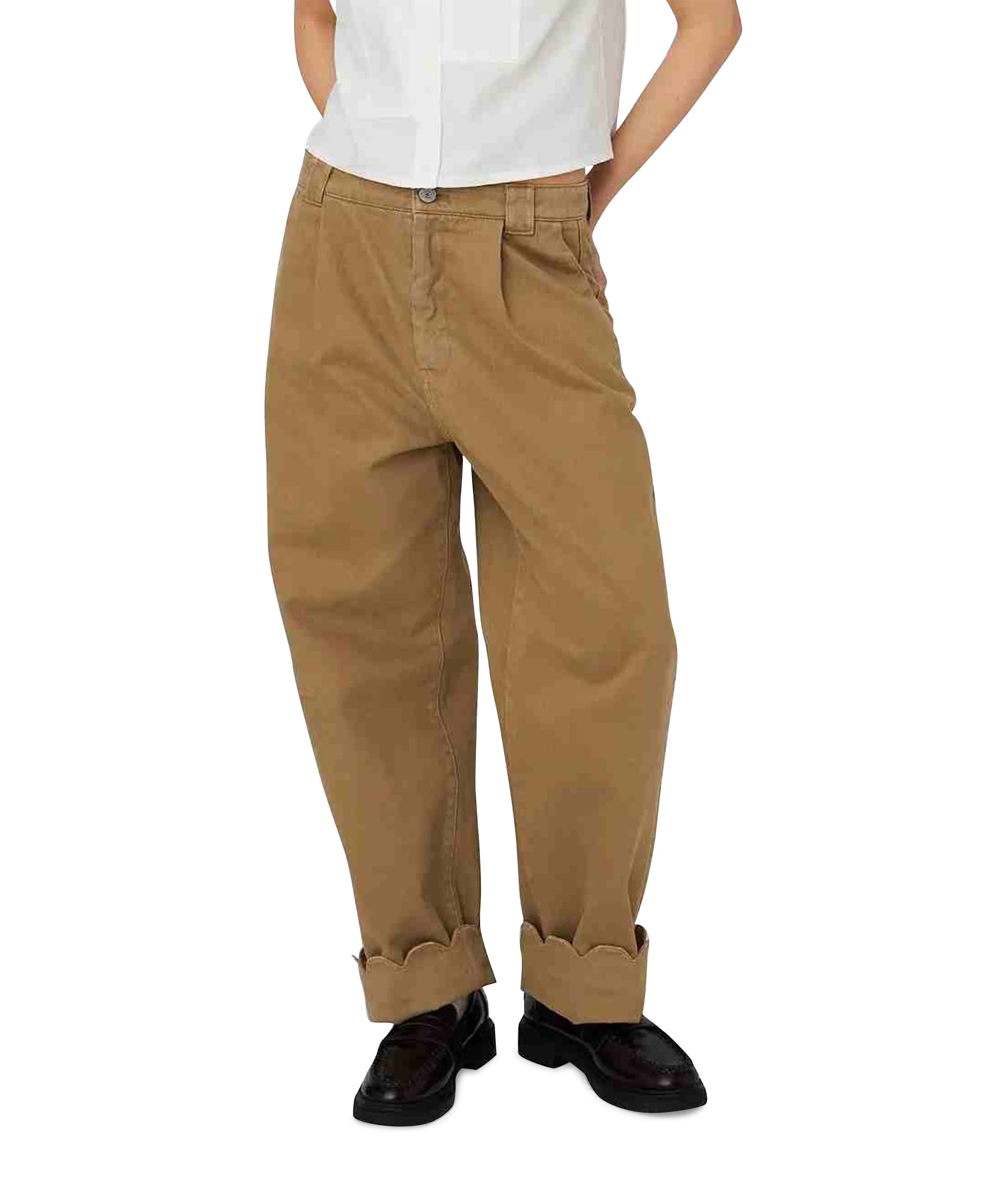 Low-Waist Cotton broek beige
