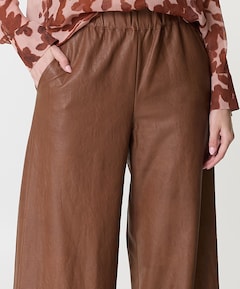 vegan leather-elastiek dames broek bruin