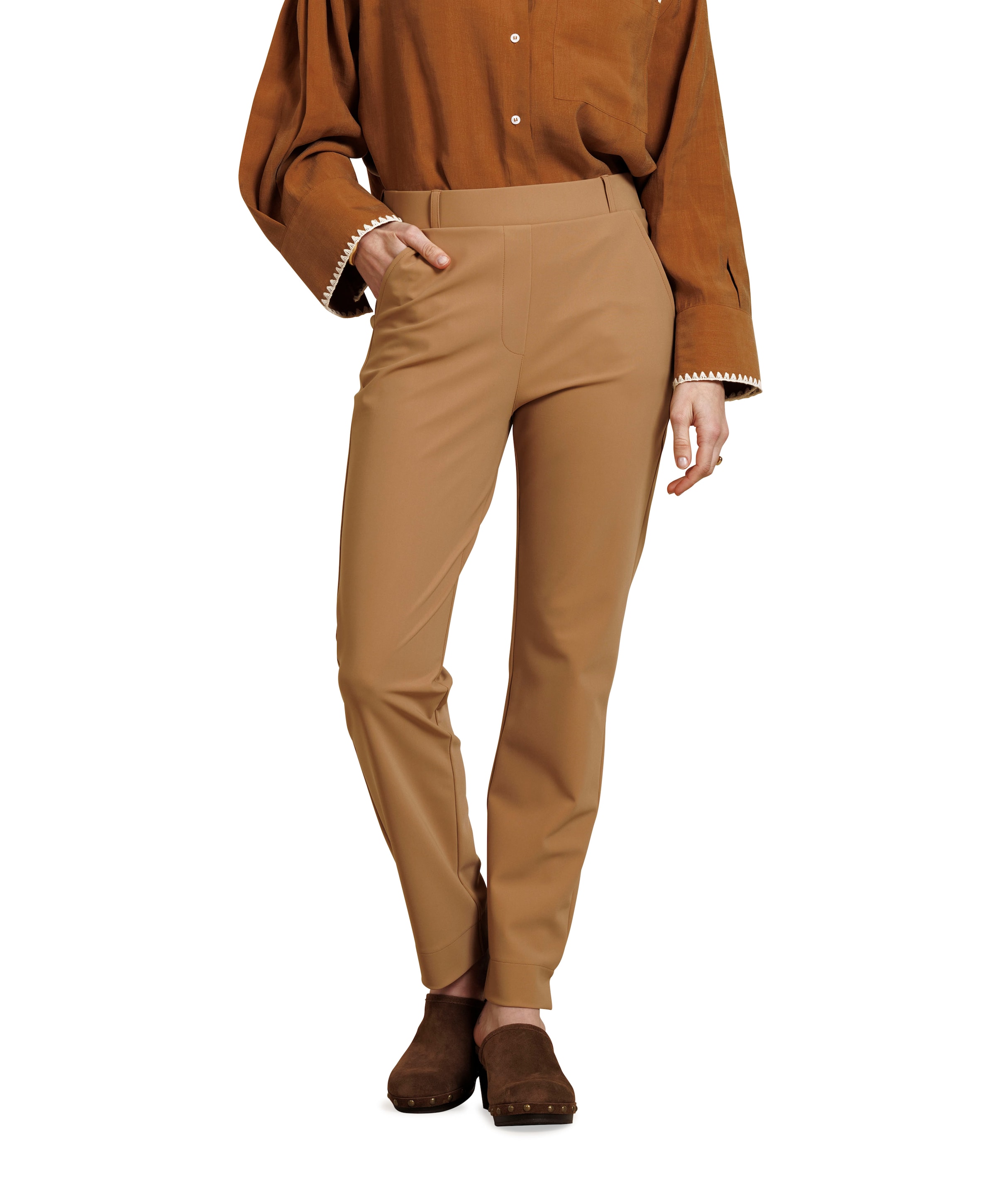 Anne bonded dames broek beige