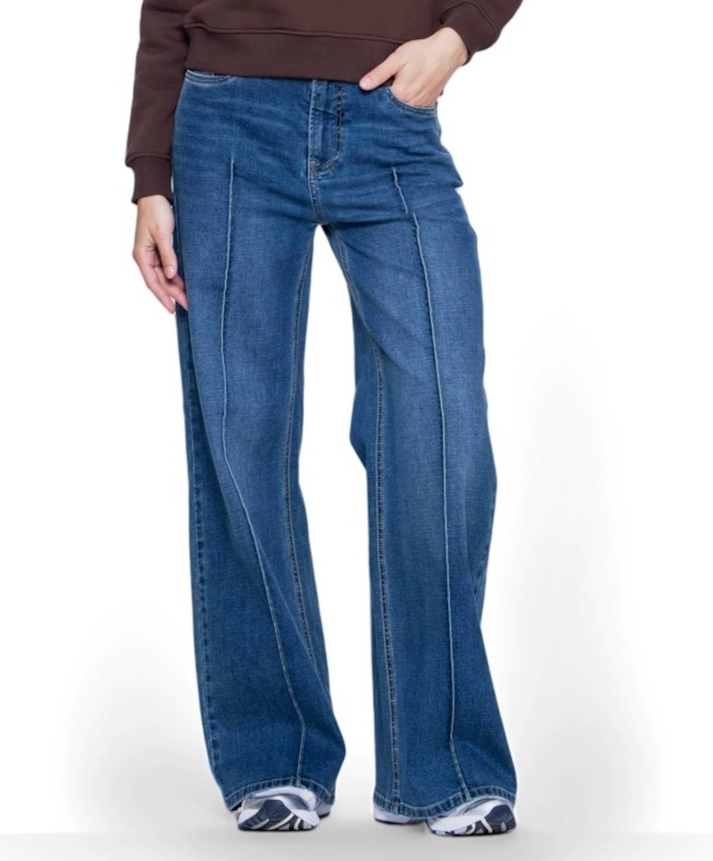 Wide frontseam dames jeans blauw