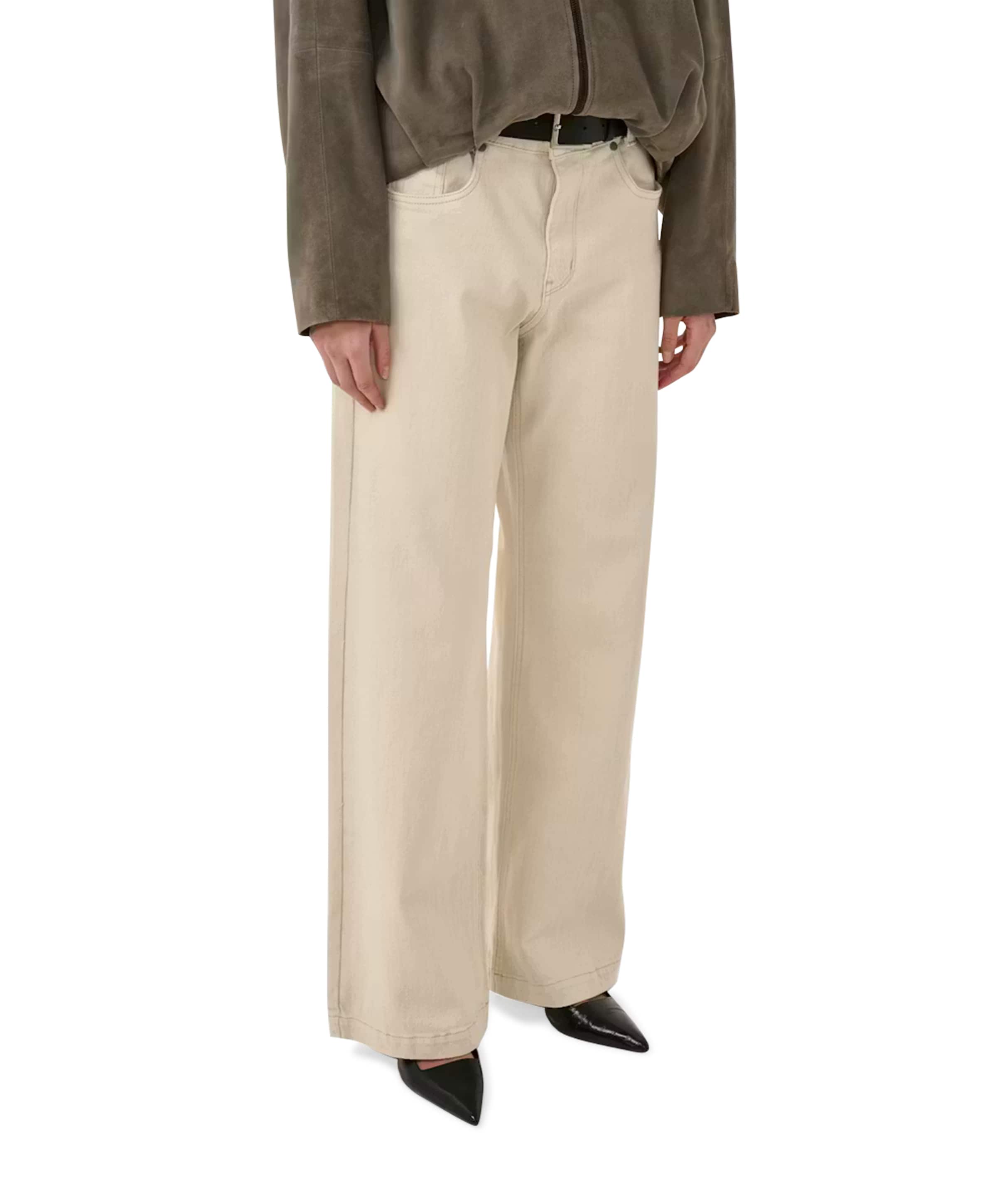 LouisMW 157 High Wide dames jeans beige