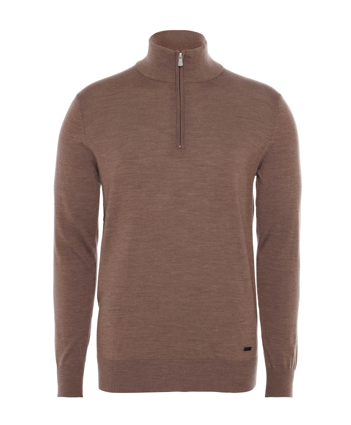 Heren trui met rits beige