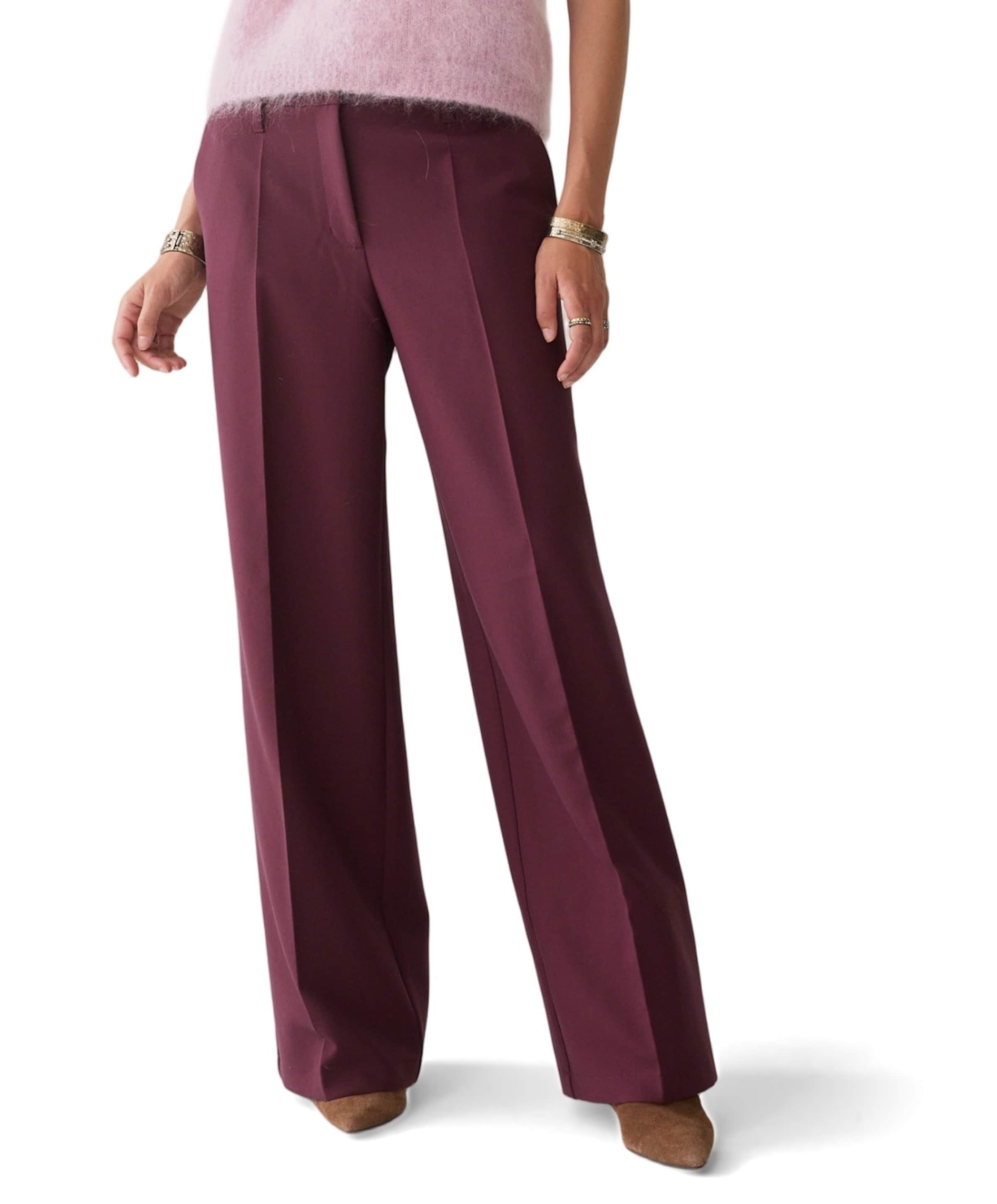 Trousers wide legs foam uni dames broek bordeaux