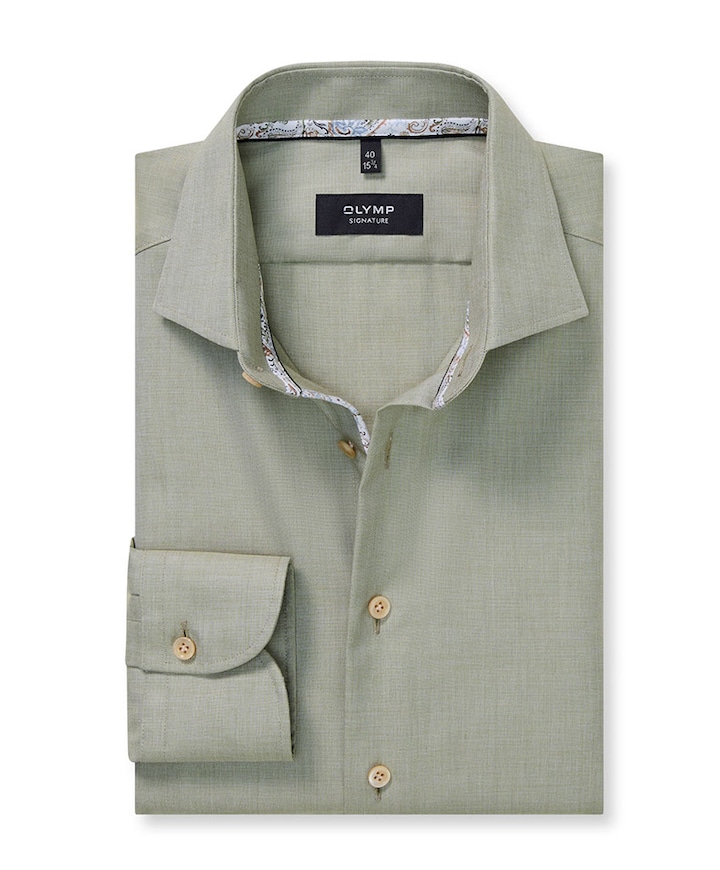 Heren overhemd lange mouw groen