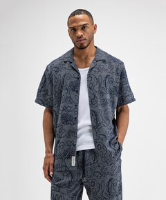 Heren overhemd korte mouw blauw