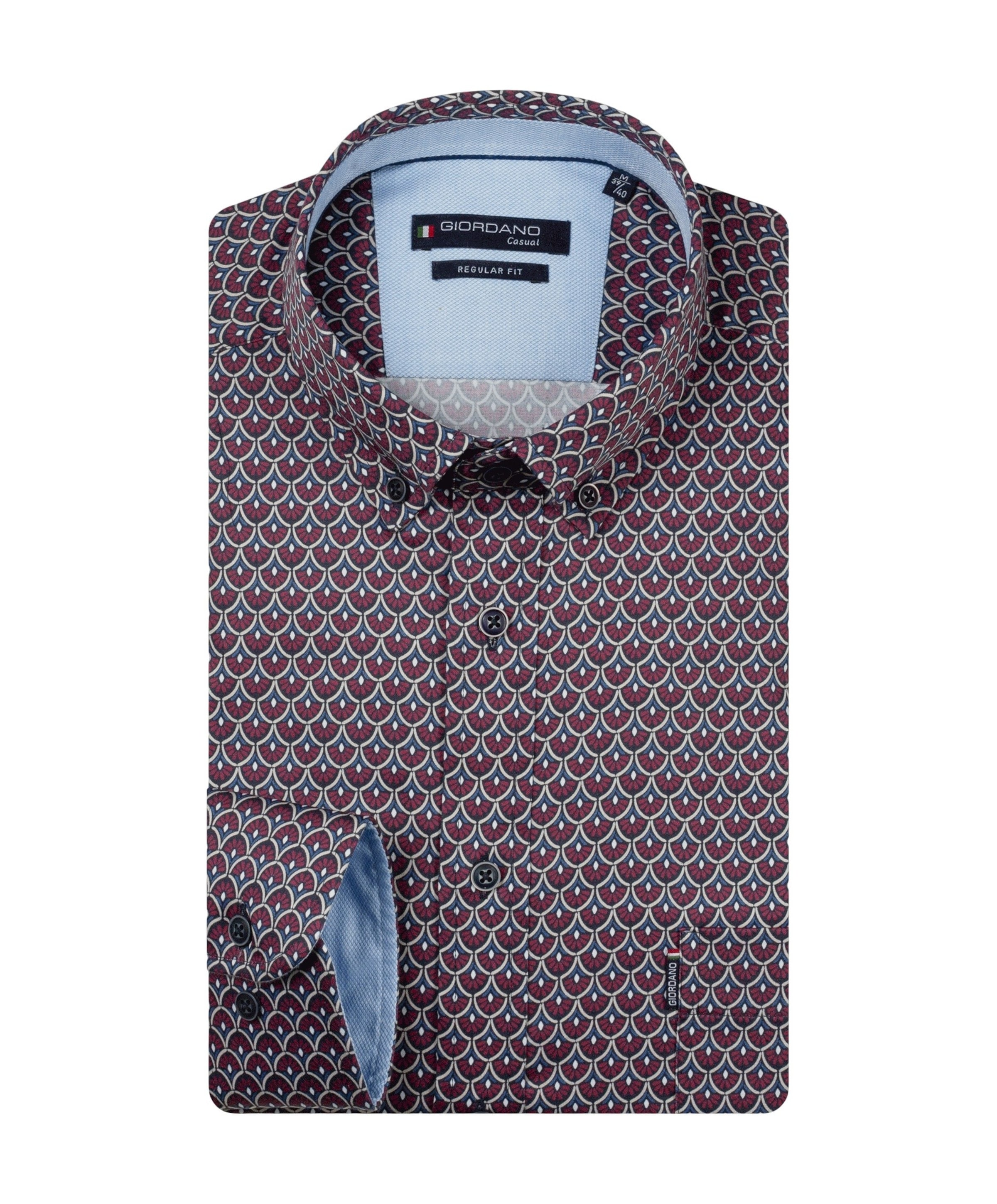 Heren overhemd lange mouw bordeaux