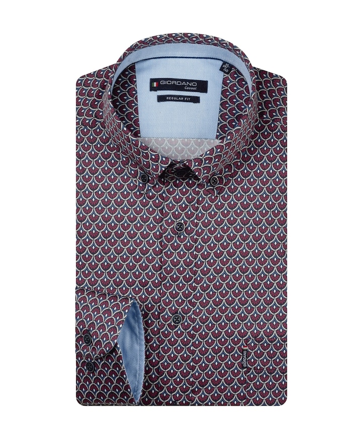Heren overhemd lange mouw bordeaux