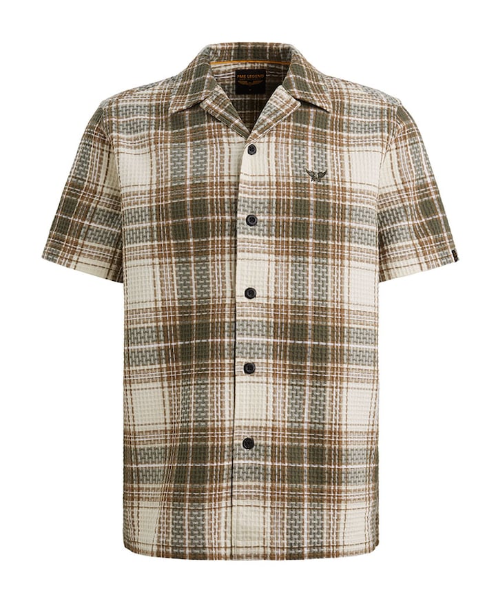 Heren overhemd korte mouw groen