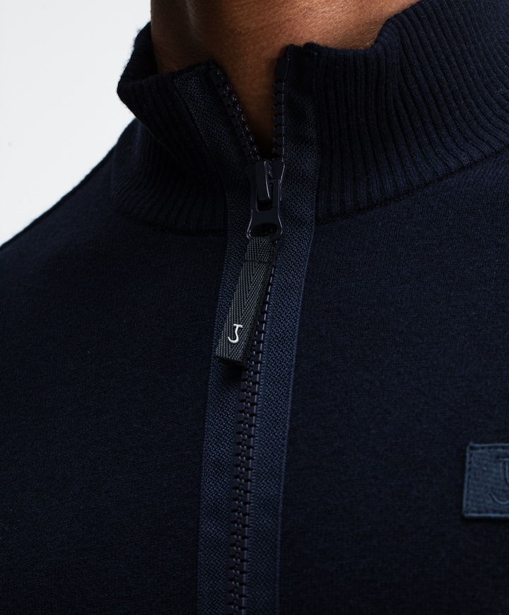 Heren trui met rits blauw