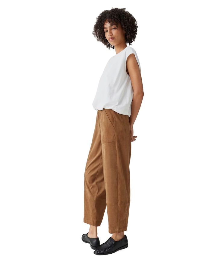 Myha barrel velours dames broek bruin