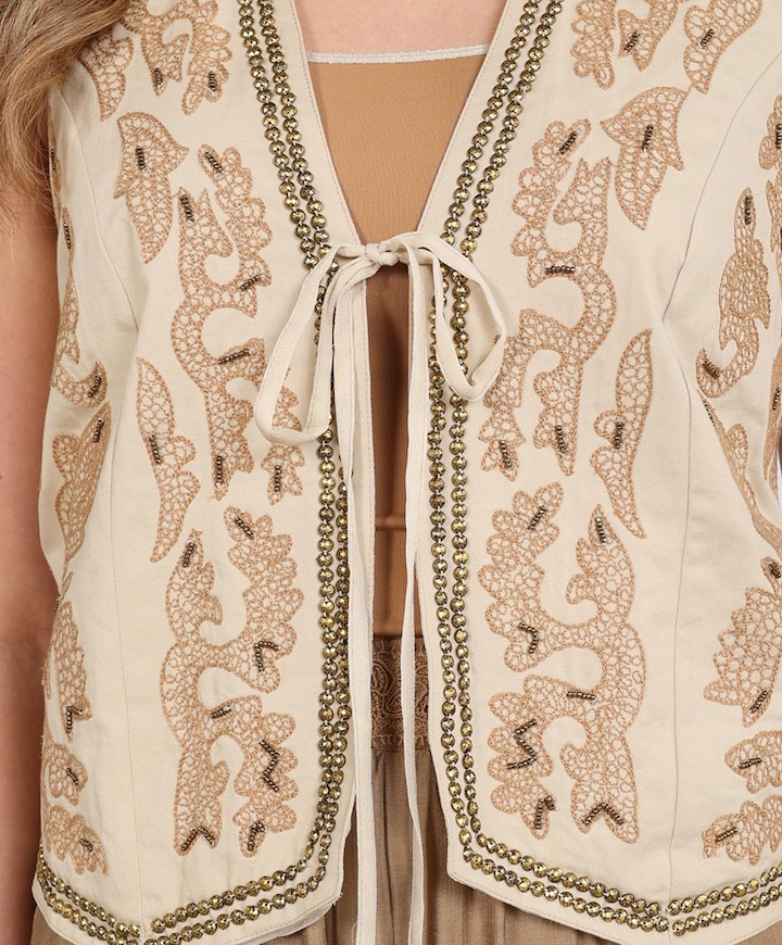 Dames gilet beige