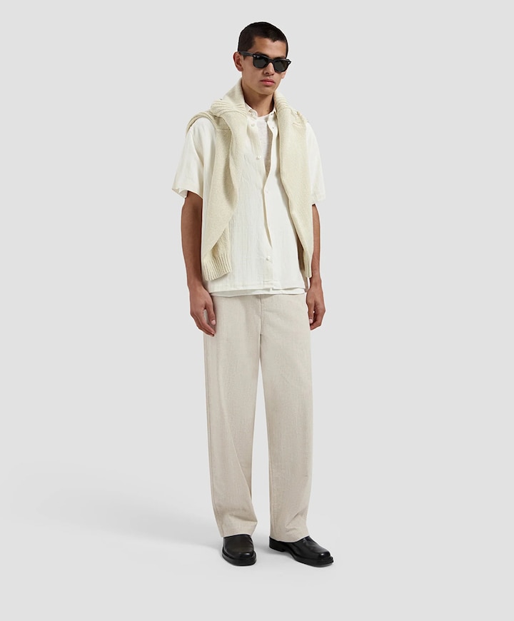 Linen Barrel Leg Pants heren pantalon beige