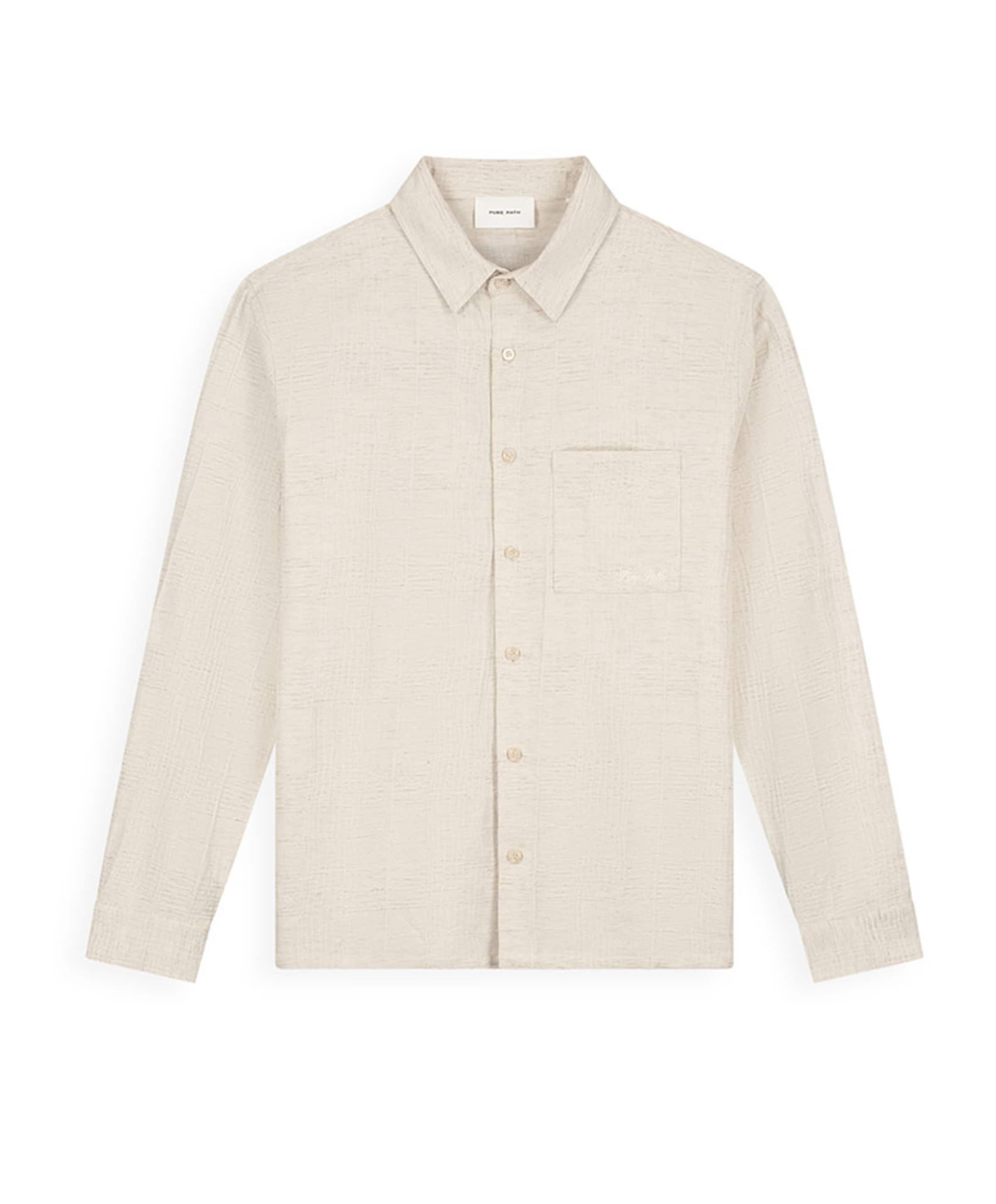 Heren overhemd lange mouw ecru