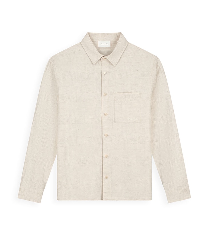 Heren overhemd lange mouw ecru