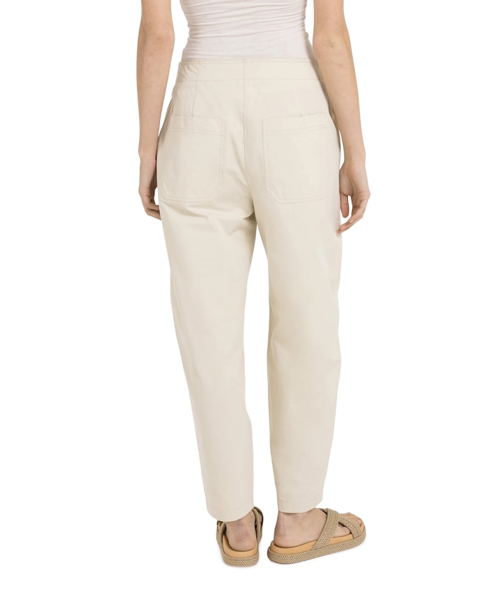 High waist barrel leg trousers dames broek beige