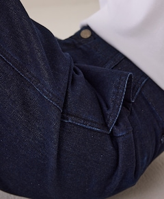 Wide leg Cotton lurex denim dames jeans blauw