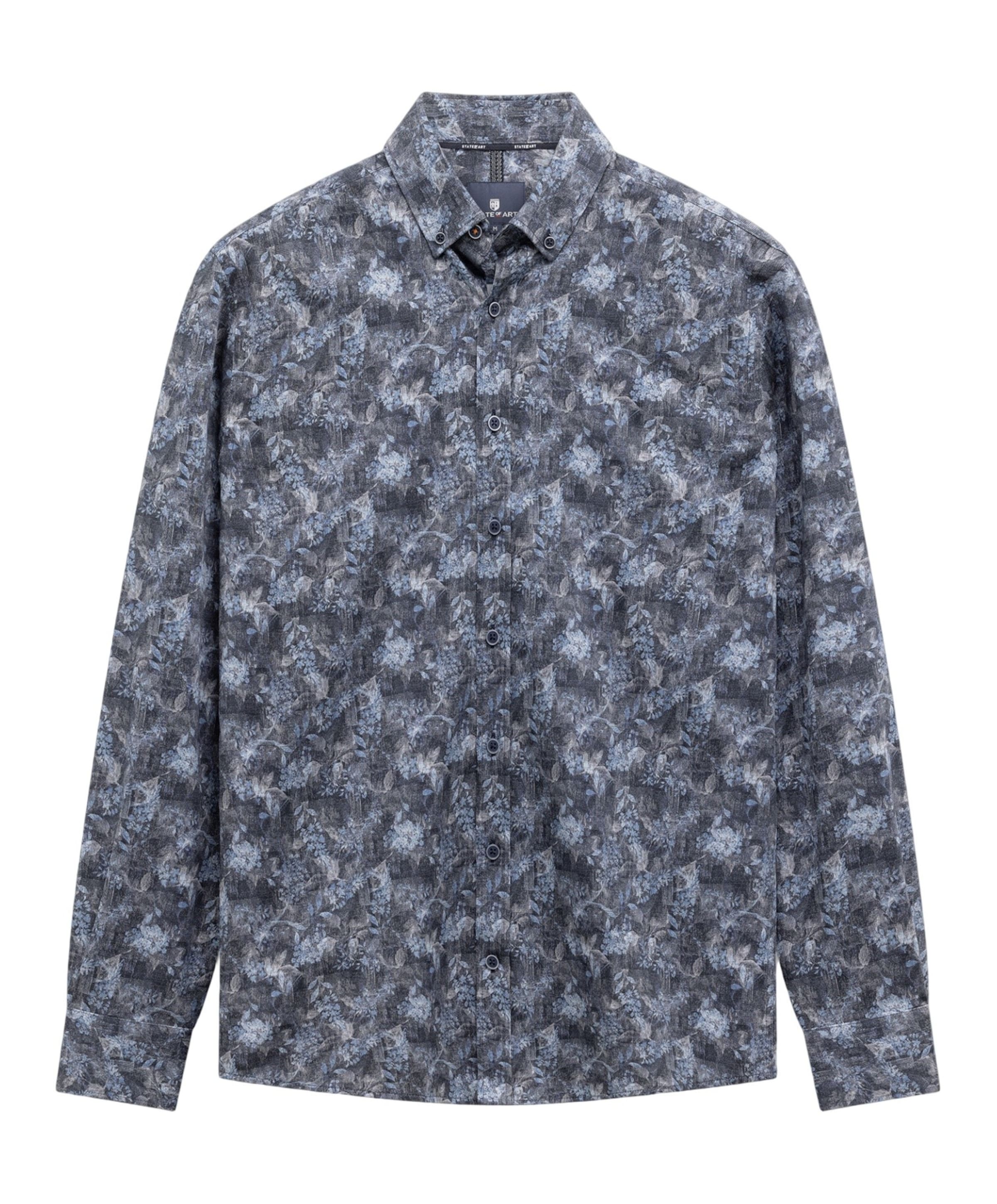 Heren overhemd lange mouw blauw